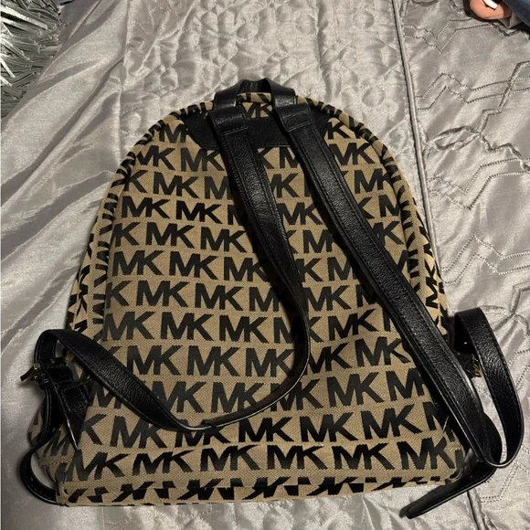 Michael Kors Monogram Black and Tan Backpack - Picture 4 of 7